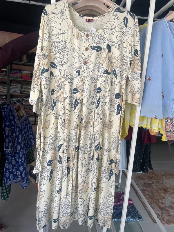 Cream_Floral_Print_A-Line_Kurti_for_Women_with_back_tie