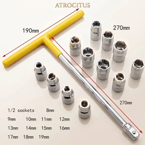 13Pcs_Hex_T-Handle_Spanner_Wrench_Set