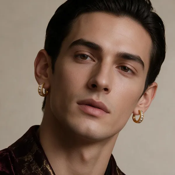 Gold_Tone_Stone_Studded_Hoop_Earrings_For_Men