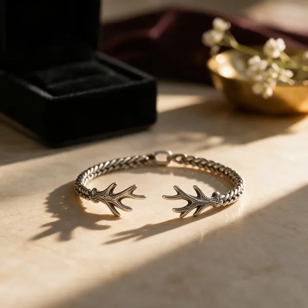 Black_Textured_Antler_Cuff_Bracelet_For_Men