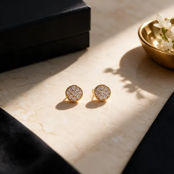 Gold_Tone_Round_Stud_Earrings_For_Men