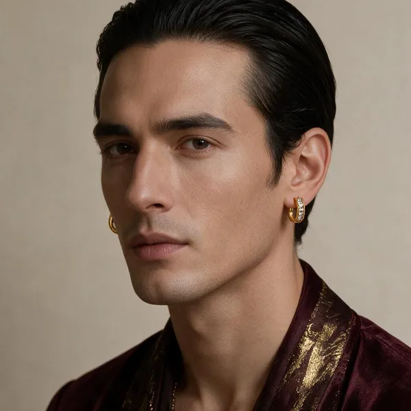 Gold_Tone_Stone_Studded_Hoop_Earrings_For_Men