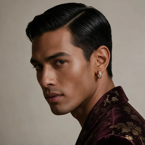 Gold_Tone_Stone_Studded_Hoop_Earrings_For_Men