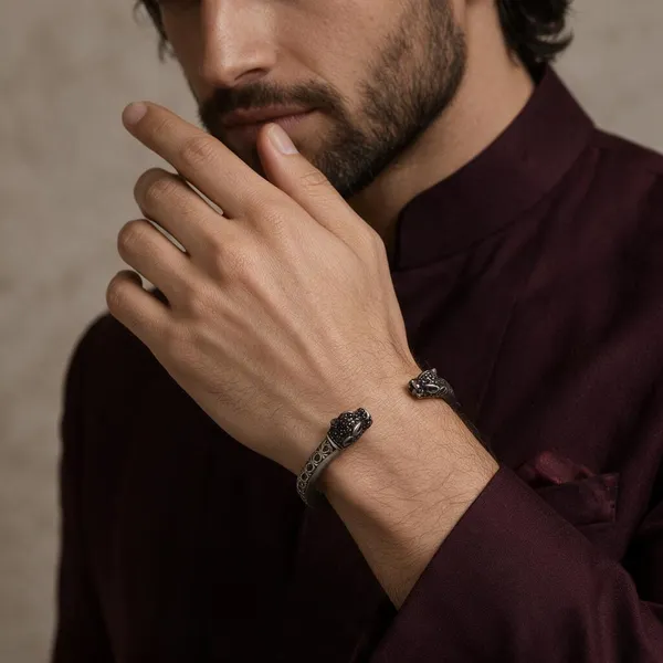 Silver_Tone_Oxidized_Engraved_Cuff_Bracelet_For_Men