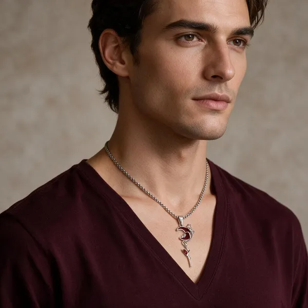 Silver_Tone_Crescent_Moon_Pendant_Necklace_For_Men