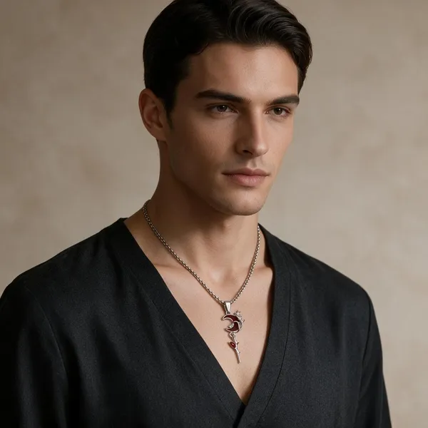 Silver_Tone_Crescent_Moon_Pendant_Necklace_For_Men