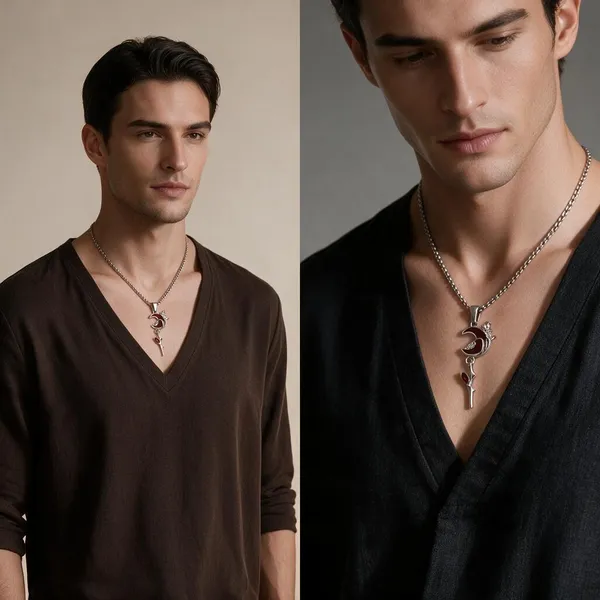 Silver_Tone_Crescent_Moon_Pendant_Necklace_For_Men