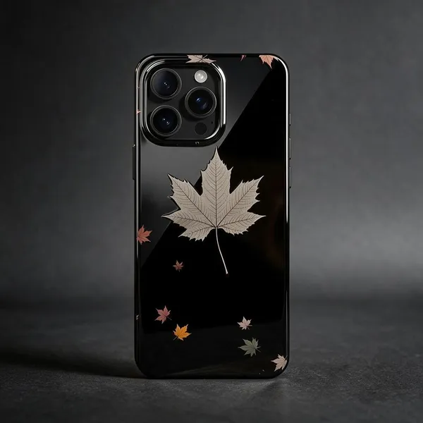 Black_Maple_Leaf_Printed_Phone_Case