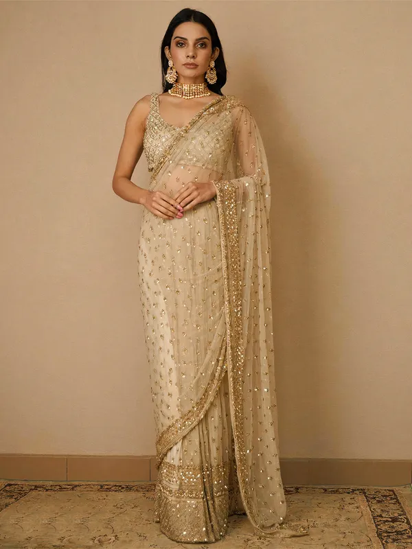 Elegant_Golden_Beige_Party_Wear_Designer_Butterfly_Soft_Net_Saree_Default_Title