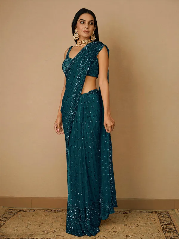 Classic_Teal_Party_Wear_Designer_Soft_Net_Saree_Default_Title