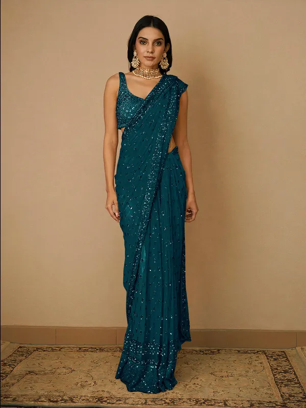 Classic_Teal_Party_Wear_Designer_Soft_Net_Saree_Default_Title
