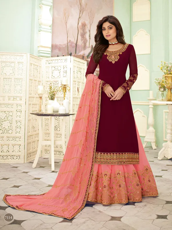 Heavy_Embroidered_Faux_Georgette_Gharara_Salwar_Suit_For_Festive_Wear_Default_Title