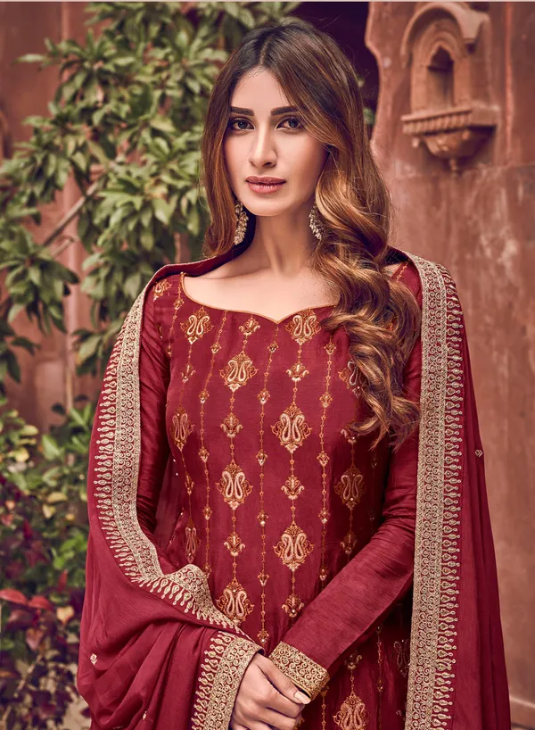 Festive_Wear_Maroon_Jacquard_Coord_Set_Default_Title