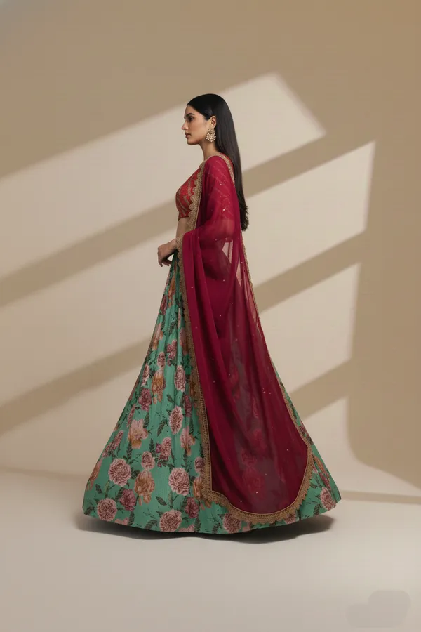 Blue_Printed_Sequins_Thread_With_Zari_Organza_Lehenga_Choli_Default_Title