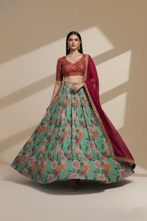 Blue_Printed_Sequins_Thread_With_Zari_Organza_Lehenga_Choli_Default_Title