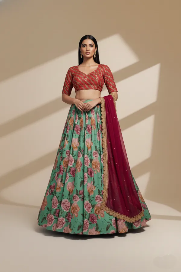Blue_Printed_Sequins_Thread_With_Zari_Organza_Lehenga_Choli_Default_Title