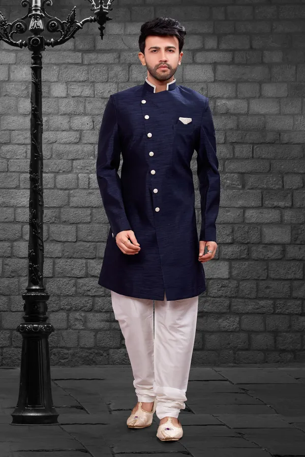 Navy_Blue_Readymade_Heavy_Men_S_Indo_Western_Function_Wear_Set