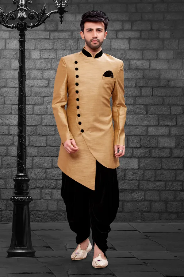 Heavy_Men_S_Chiku_Black_Readymade_Indo_Western_Function_Wear_Set