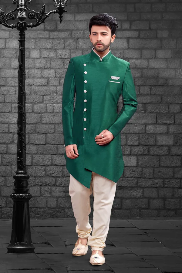 Rama_Green_Cream_Heavy_Readymade_Men_S_Indo_Western_Set_With_Smart_Pant_Style