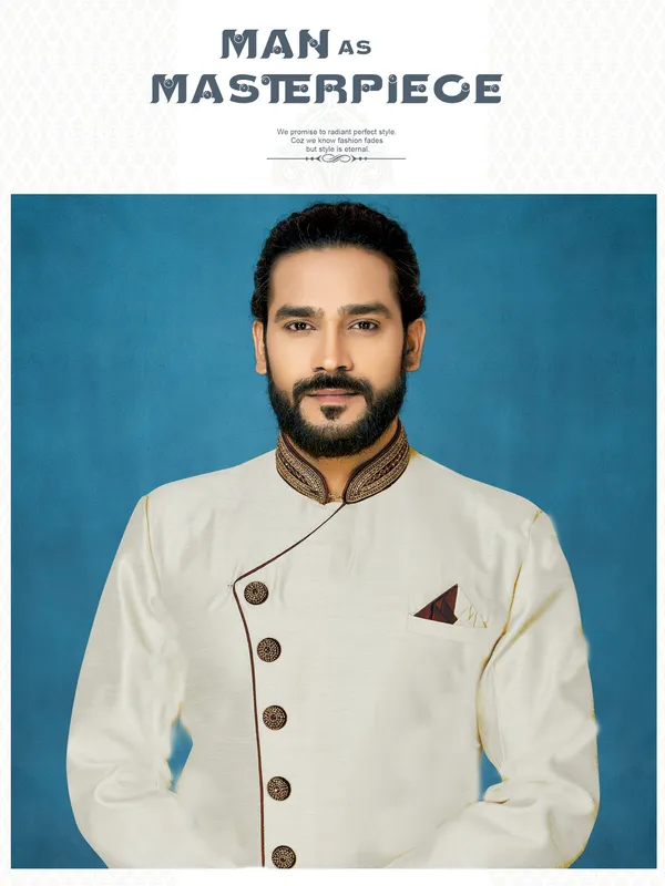 Off_White_Readymade_Heavy_Men_S_Indo_Western_Function_Wear_Set_With_Dhoti