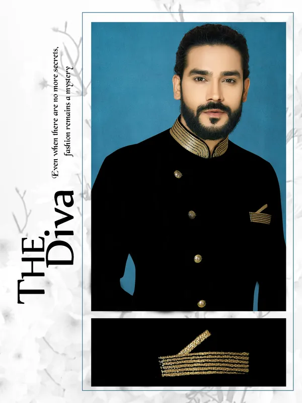 Black_Readymade_Heavy_Men_S_Indo_Western_Function_Wear_Set_With_Dhoti