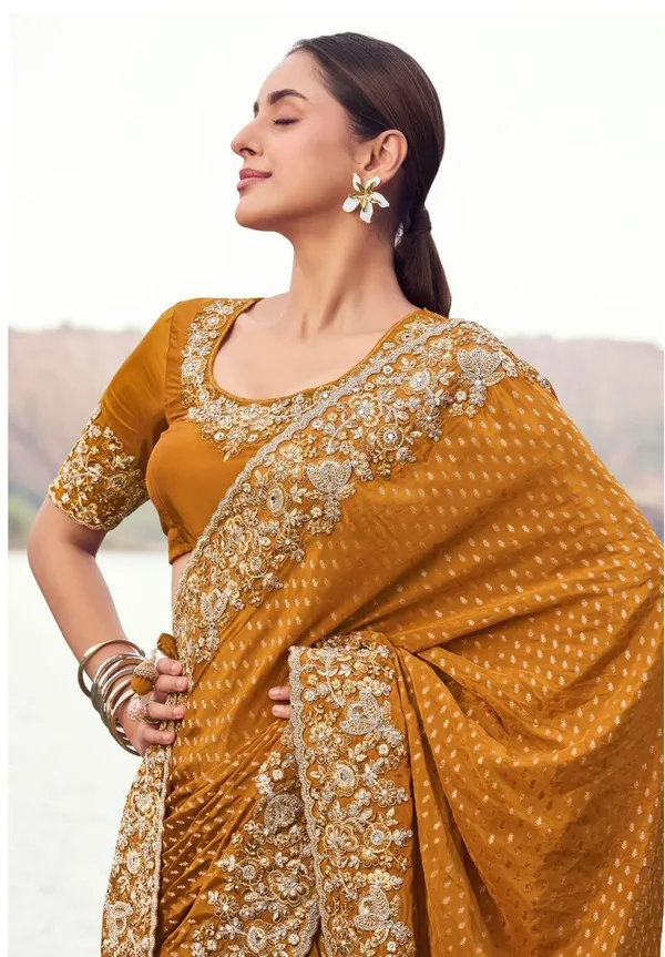 Mustard_Function_Wear_Designer_Pure_Satin_Silk_With_Jacquard_Saree_Default_Title