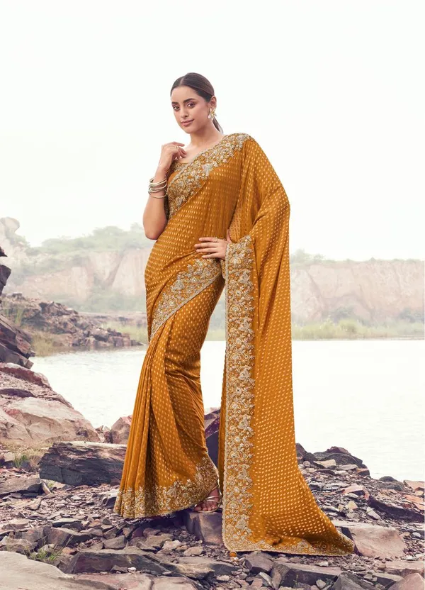Mustard_Function_Wear_Designer_Pure_Satin_Silk_With_Jacquard_Saree_Default_Title