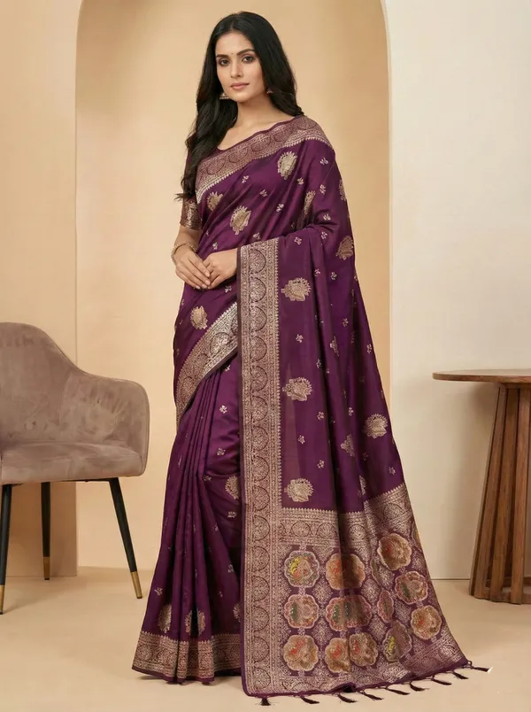 Ethnivo_Amethyst_Royale_Woven_Silk_Saree_Default_Title