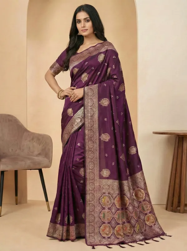 Ethnivo_Amethyst_Royale_Woven_Silk_Saree_Default_Title