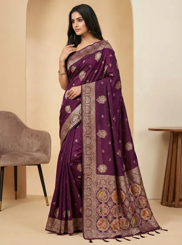 Ethnivo_Amethyst_Royale_Woven_Silk_Saree_Default_Title