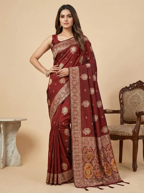 Ethnivo_Sindoori_Shahi_Woven_Silk_Saree_Default_Title