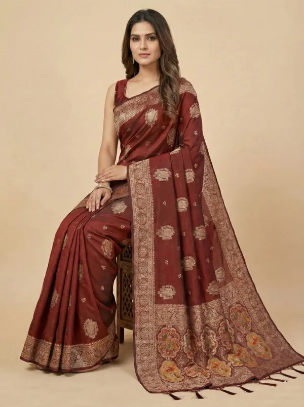 Ethnivo_Sindoori_Shahi_Woven_Silk_Saree_Default_Title