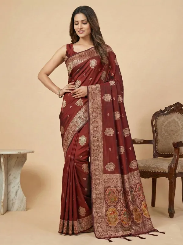 Ethnivo_Sindoori_Shahi_Woven_Silk_Saree_Default_Title