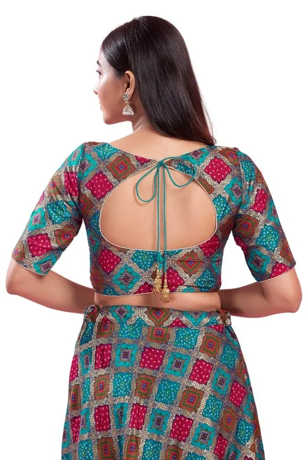 Superior_Designer_Readymade_Silk_Blouse_In_Rama_Green
