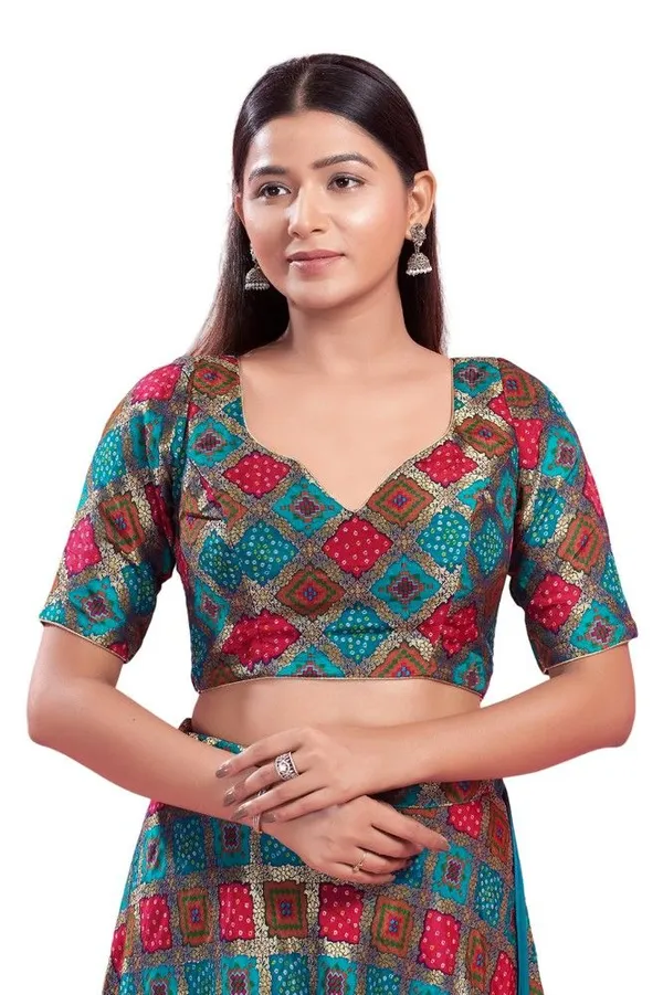 Superior_Designer_Readymade_Silk_Blouse_In_Rama_Green