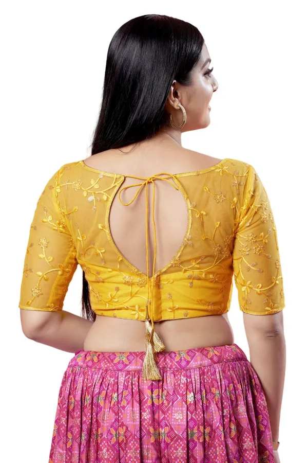 Yellow_Net_Designer_Readymade_Blouse