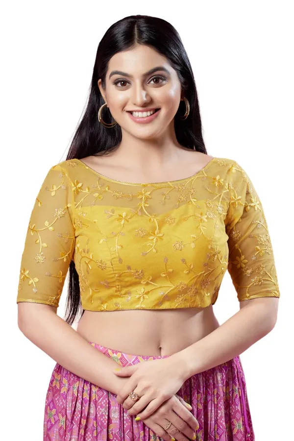 Yellow_Net_Designer_Readymade_Blouse