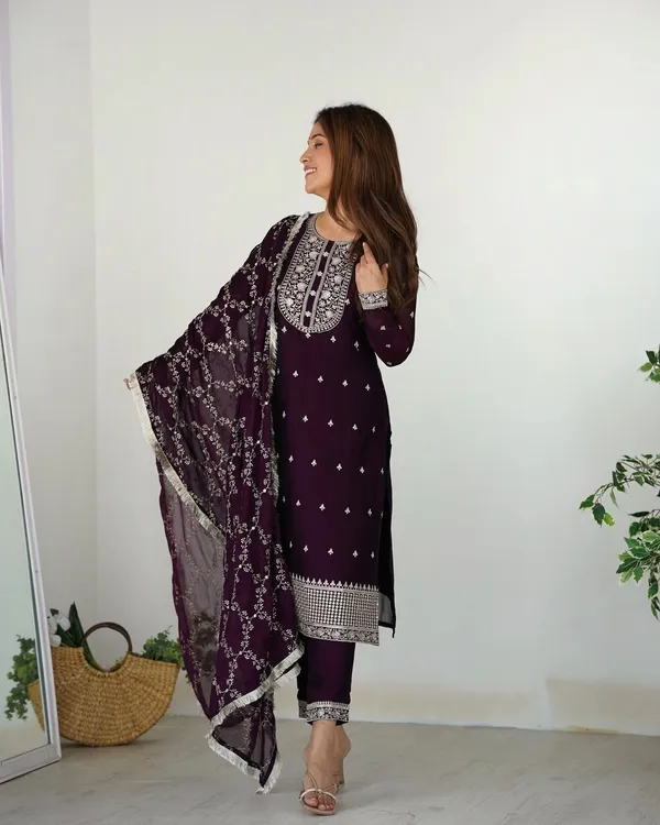 Wine_Premium_Designer_Rangoli_Silk_Readymade_Suit
