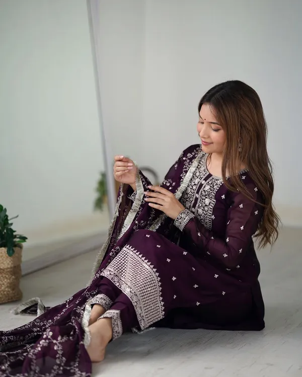 Wine_Premium_Designer_Rangoli_Silk_Readymade_Suit