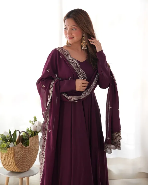 Heavy_Designer_Wine_Chanderi_Readymade_Suit