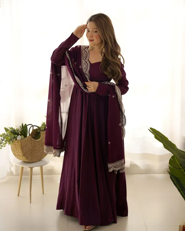 Heavy_Designer_Wine_Chanderi_Readymade_Suit