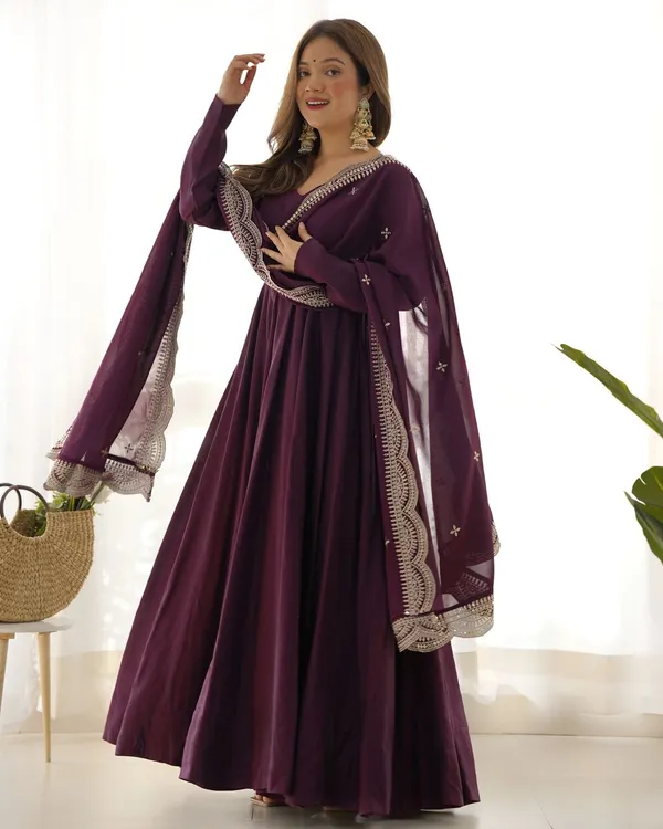 Heavy_Designer_Wine_Chanderi_Readymade_Suit