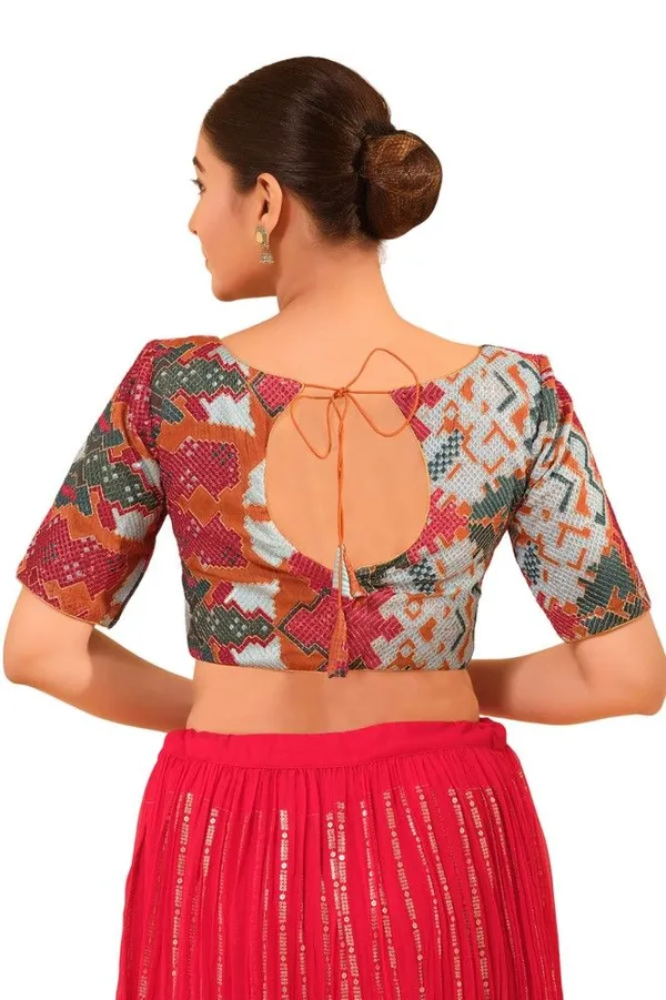 Multicolor_Jain_Silk_Designer_Readymade_Blouse