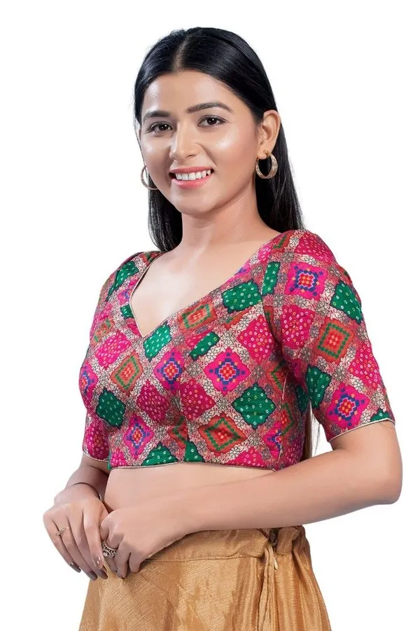 Premium_Pink_Silk_Designer_Readymade_Blouse_For_Women