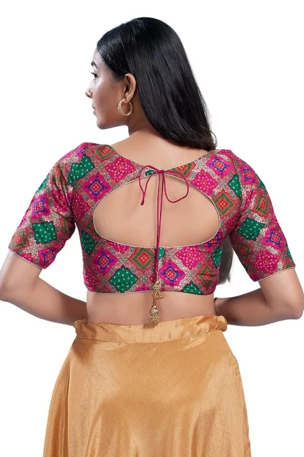 Premium_Pink_Silk_Designer_Readymade_Blouse_For_Women