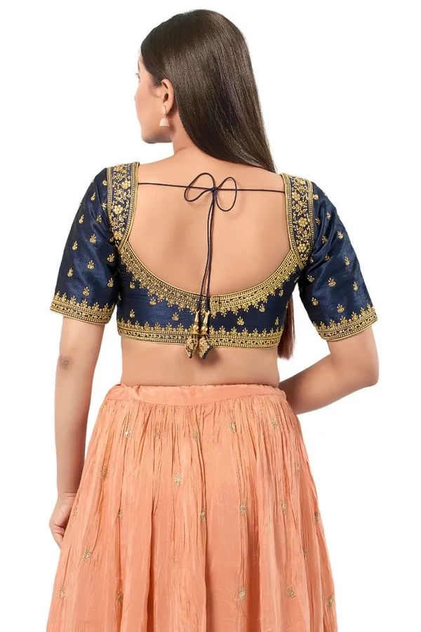 Navy_Blue_Mulberry_Silk_Designer_Readymade_Blous