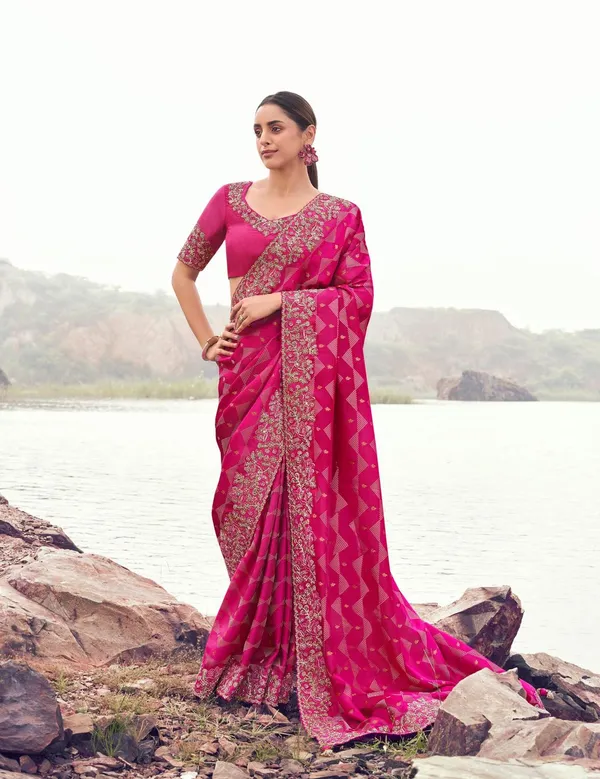 Rani_Pink_Festive_Wear_Designer_Satin_Silk_Saree_Default_Title