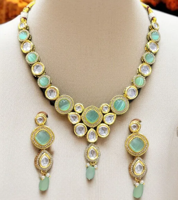Classic_Premium_Party_Wear_Necklace_Set_Mint_Green_Default_Title