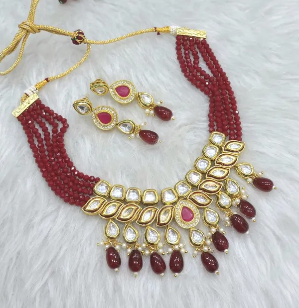 Classic_Party_Wear_Necklace_Set_Maroon_Default_Title