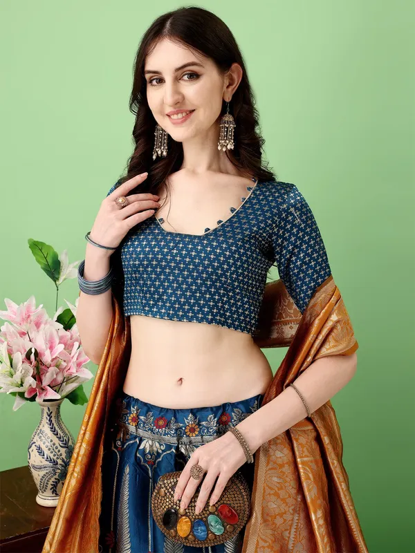 Multi_Color_Heavy_Designer_Lehenga_Choli_In_Soft_Silk_Jacquard_With_Rich_Jacquard_Work_Default_Title